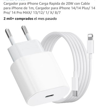 Cargador iPhone 20W USB-C + Cable Lightning