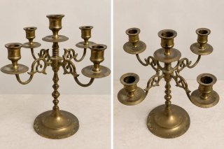 Candelabro antiguo de 5 brazos, estilo vintage