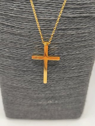Collar Cruz Minimalista Oro 18K (Acero Laminado Xu