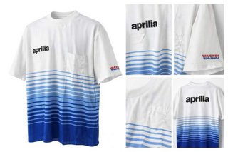 Camiseta T-L De Moto Aprilia Azul Vintage