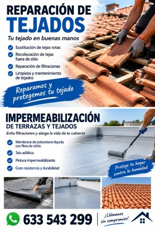 Reparación de tejados y impermeabilizaciónes