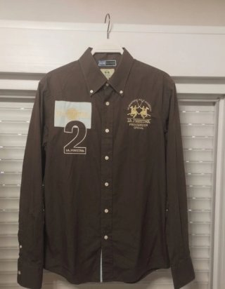 Camisa La Martina Manga Larga Talla M Marrón