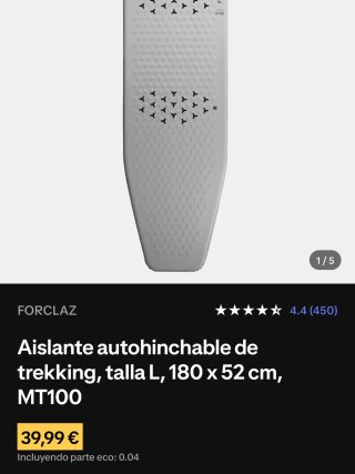 Aislante autohinchable Forclaz MT 100 Talla L