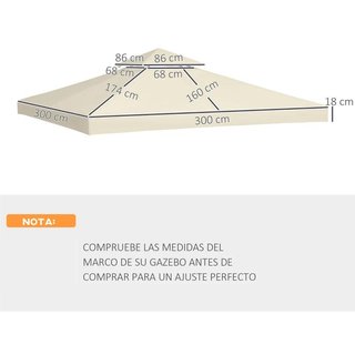 Techo Repuesto Cenador 3x3 Doble Techo UV Crema
