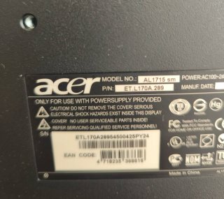 Monitor Acer AL1715 17 Plata/Negro