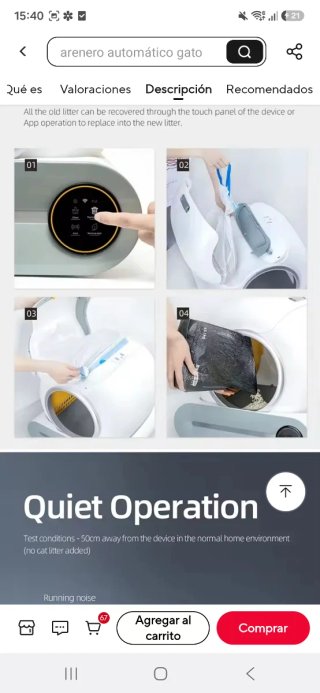 Arenero automático para gatos