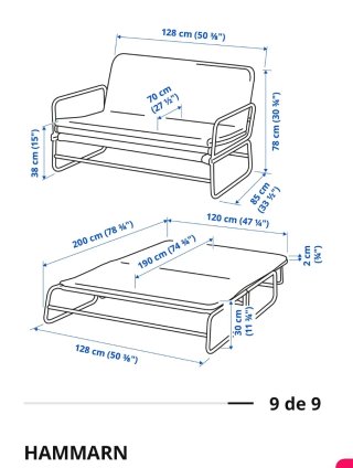 Sofá Cama Ikea HAMMARN Gris