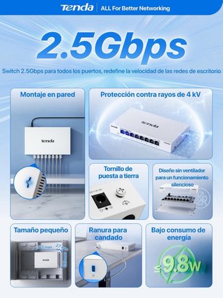 NUEVO! Tenda Switch Ethernet 2.5Gb 8 Puertos
