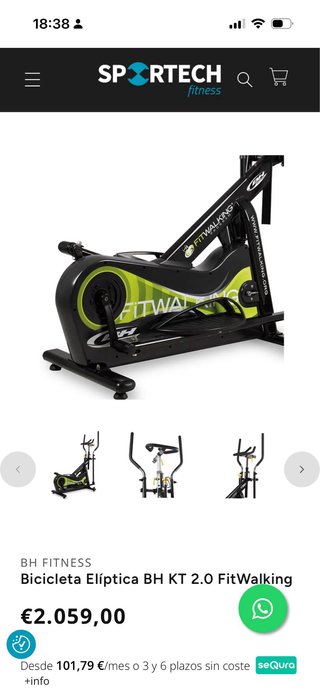 Bicicleta Elíptica BH Fitwalking KT2.0