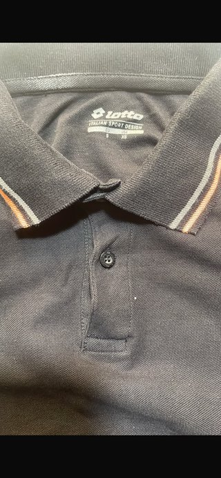 polo lotto nera righe arancio grigio taglia s