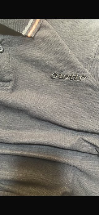 polo lotto nera righe arancio grigio taglia s