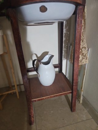 Mueble tocador baño madera y cristal