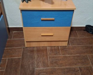 Armario juvenil madera y azul con colchon incluido
