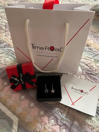 Pendientes cadena estrellas, Time Road (Plata)