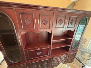 Mueble de salón antiguo madera y cristal