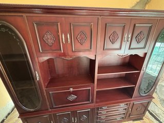 Mueble de salón antiguo madera y cristal