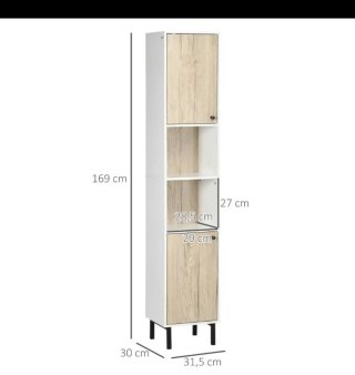Armario alto baño madera y metal