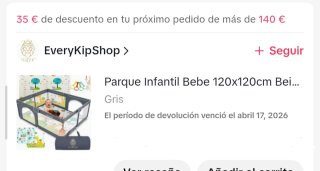 Parque Infantil Bebé 120x120cm Gris
