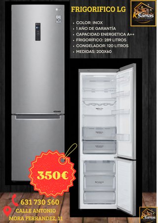 Frigorífico LG Inox 289L + Congelador 120L