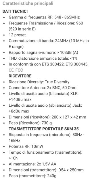 Sennheiser XS Wireless e835 Set Microfono