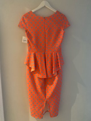 Vestido peplum lunares naranja y azul nuevo