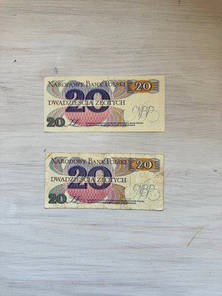 2 billetes antiguos de Polonia de 20 Zlotych