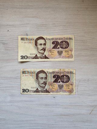 2 billetes antiguos de Polonia de 20 Zlotych