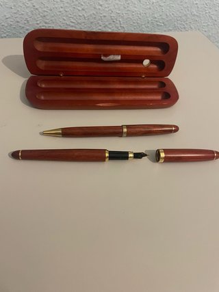 Set de plumas madera y estuche