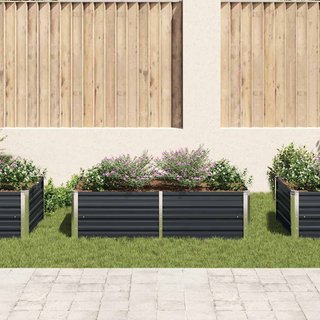 Jardinera elevada de acero galvanizado gris