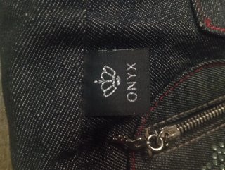 Onyx Y2K Denim Tote Bag Rhinestone Crown UnionJack