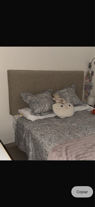 Cabecero de cama tapizado beige/gris