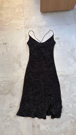 Vestido fiesta negro plateado