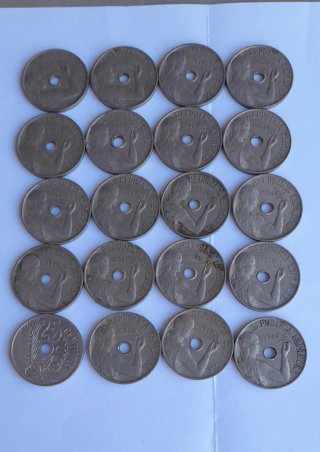 Lote 20 monedas de 25 céntimos 1934