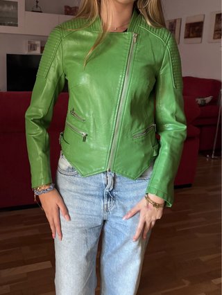 Cazadora cuero verde