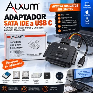Alxum Adaptador Duro IDE SATA a USB C para HDD