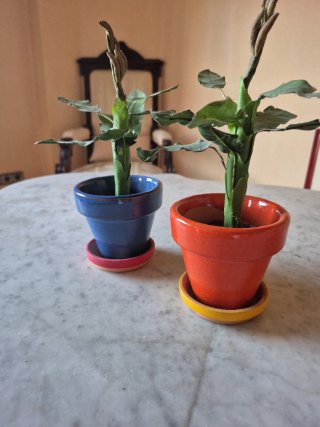 2 Macetas Cerámica Decorativas Pequeñas