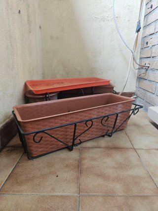 set de jardinera colgante -armazón+maceta+plato