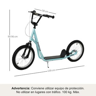 Patinete Infantil 2 Ruedas Doble Freno 100kg Azul