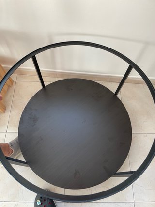 Mesa auxiliar cristal madera y metal