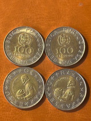 4 x 100 Escudos Portugal 1990 Pedro Nunes