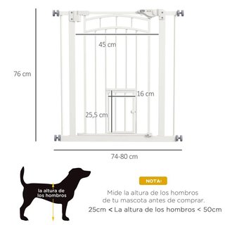 Barrera Perros 74-80cm Doble Bloqueo Blanca