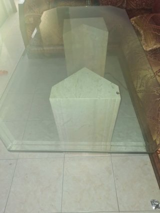 Mesa de centro cristal y mármol