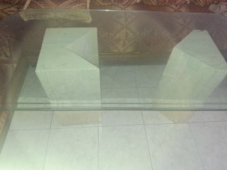 Mesa de centro cristal y mármol