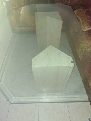 Mesa de centro cristal y mármol