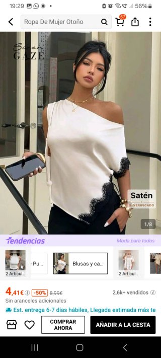 Camiseta Shein Satén con Encaje