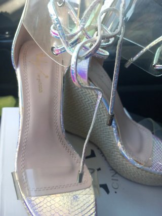 Sandalias de cuña mujer oro y plata