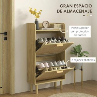 Zapatero Bohemio 2 Cajones 12 Pares 110cm Roble