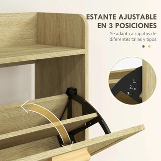 Zapatero Bohemio 2 Cajones 12 Pares 110cm Roble