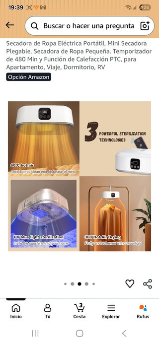 Secadora de ropa eléctrica portátil
