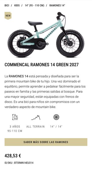 Bicicleta Montaña Infantil Commencal 14